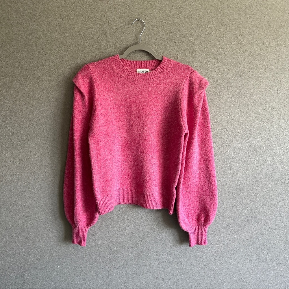 Molly Braken Premium Pink Puff Sleeve Sweater XS
